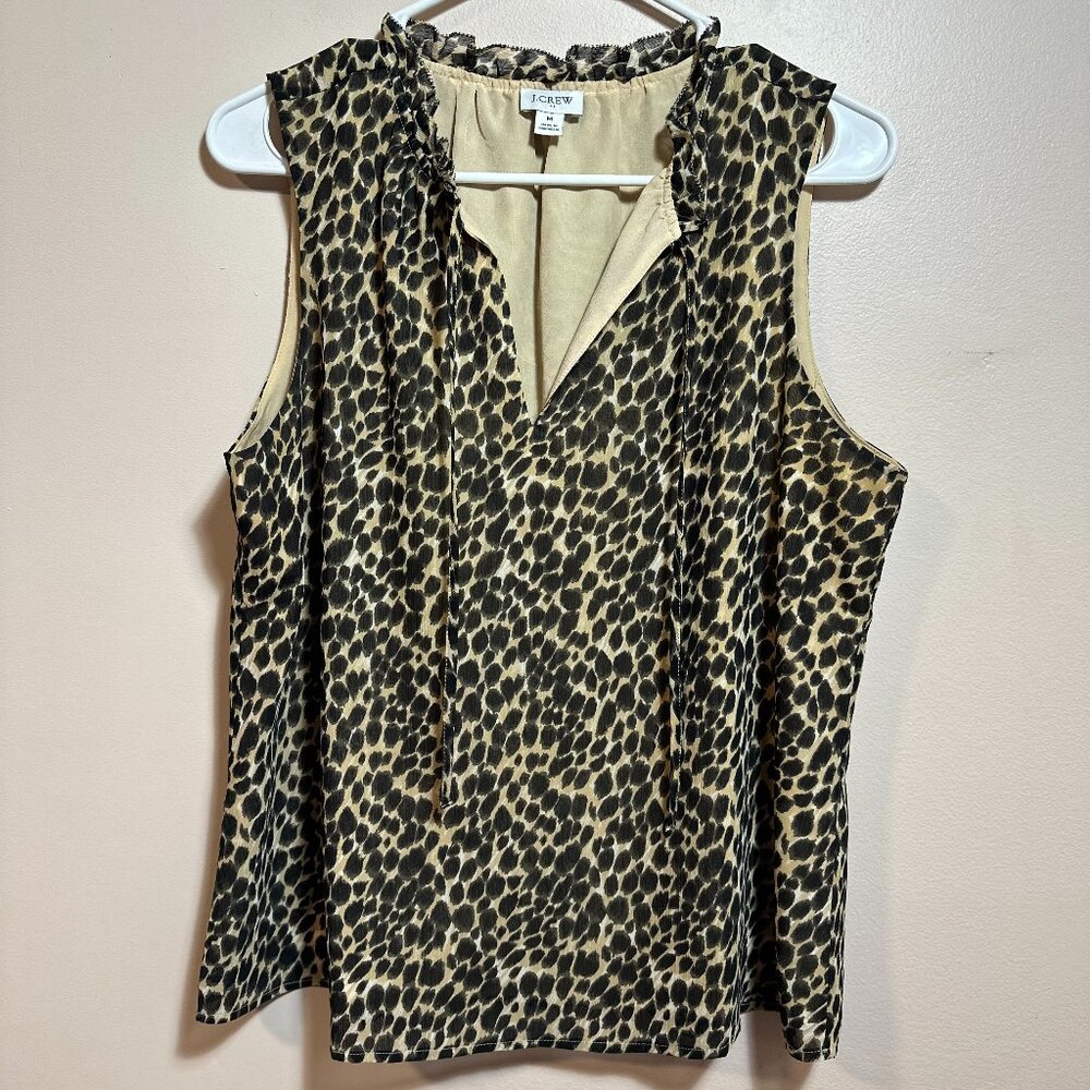 J. Crew Ruffle Tie-Neck Top Size M
